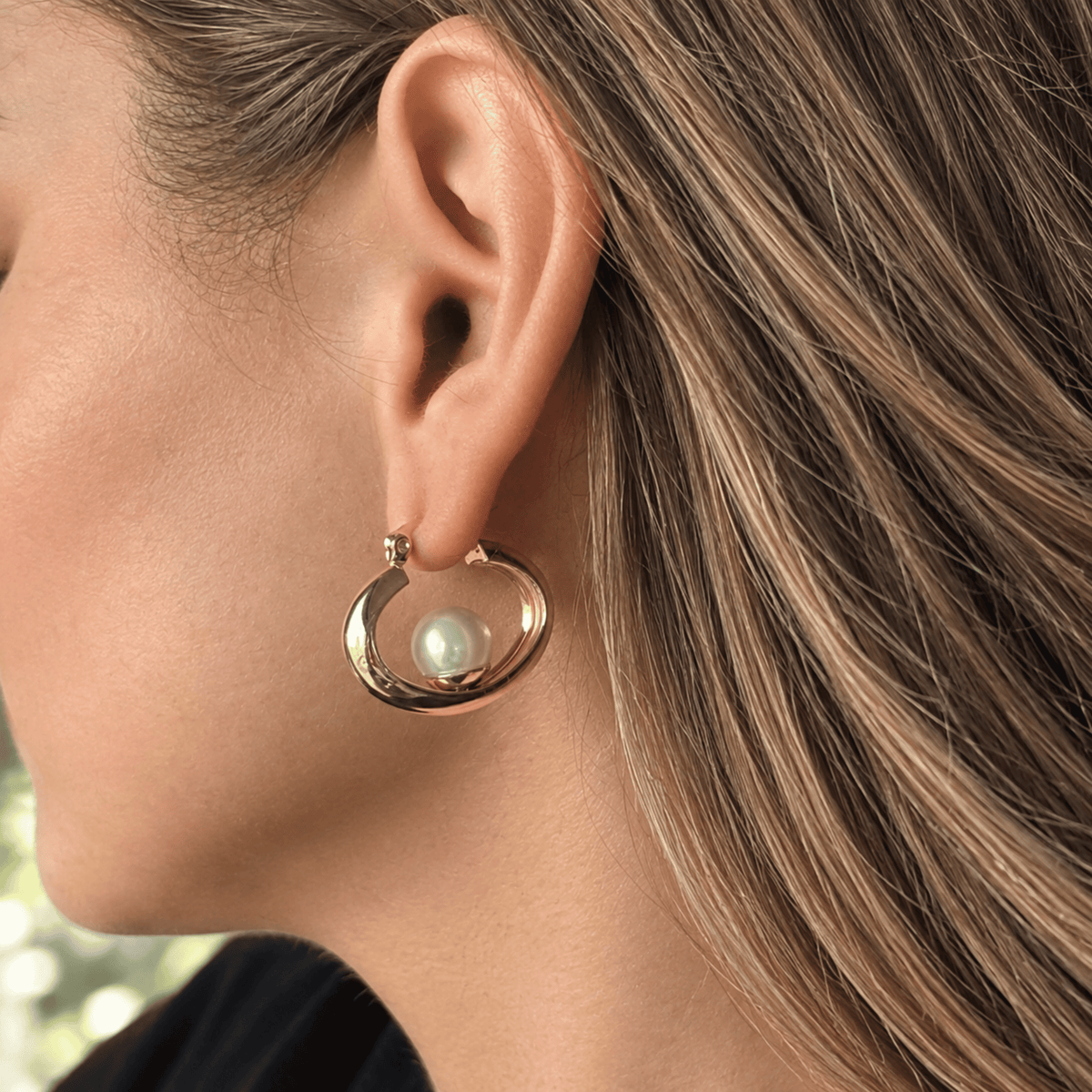 Pearl Hoops Earrings